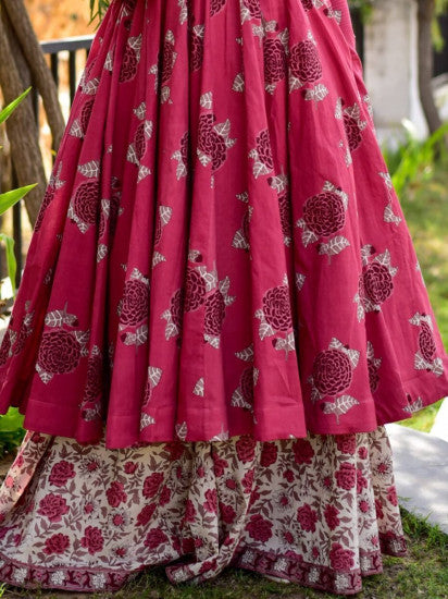 K b captivating pink digital printed cotton palazzo gown set