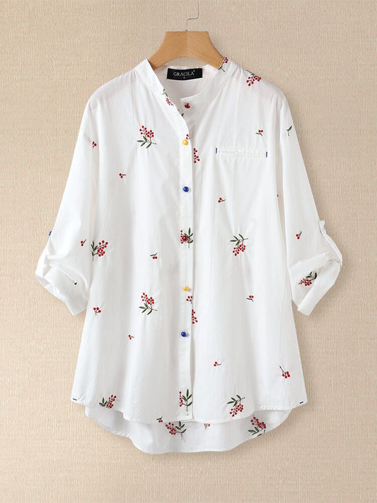 White long top-tunic with embroidery work for women